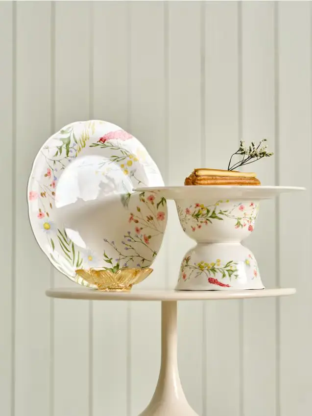 Set di piatti in ceramica con motivo floreale 2 pezzi - multicolor