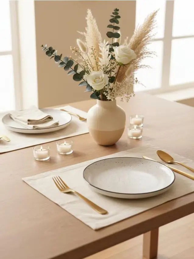 Set di piatti puntinati con bordo 2 pezzi - bianco