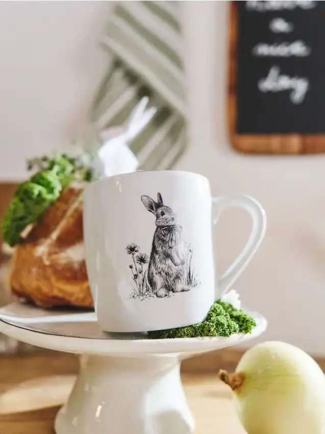 Set di tazze pasquali con motivo di coniglietti - nero