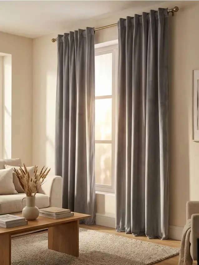 Set di tende in velluto con nastro arricciatenda 2 pack - grigio scuro