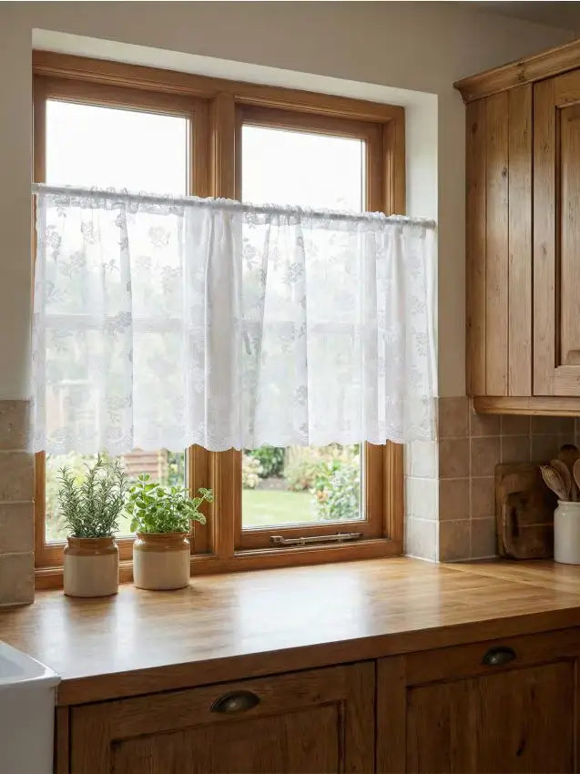 Set di tendine con motivo floreale 2 pack - bianco