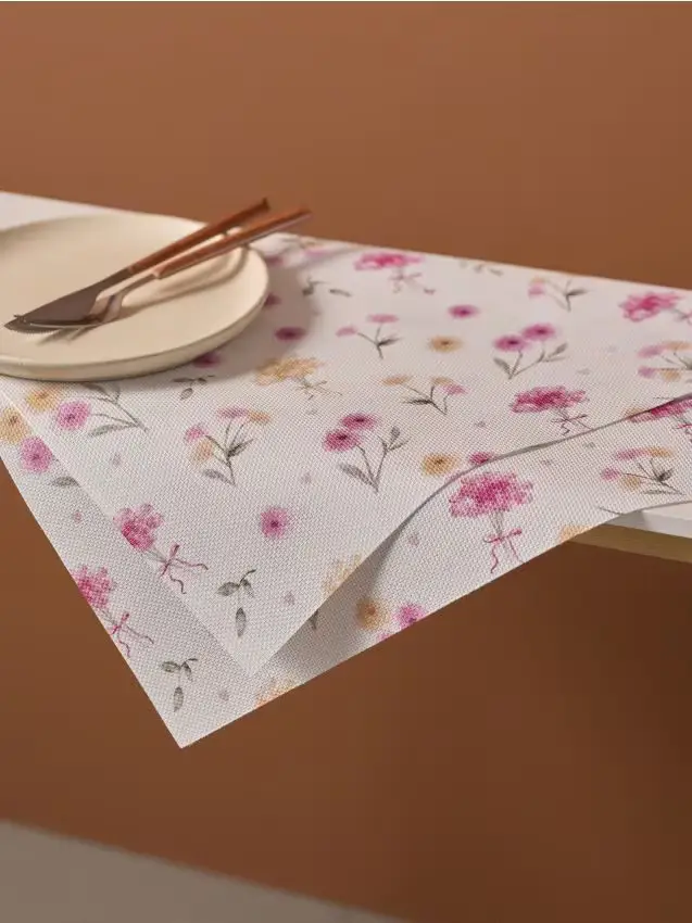 Set di tovagliette con motivo floreale 2 pezzi - rosa pastello