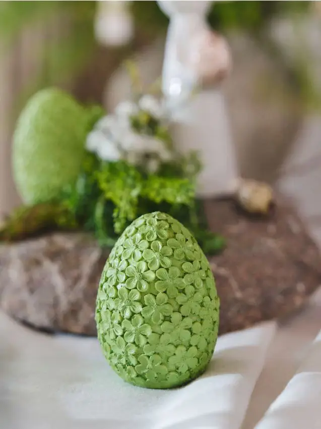 Set di uova pasquali decorative con motivo floreale 2 pezzi - verde