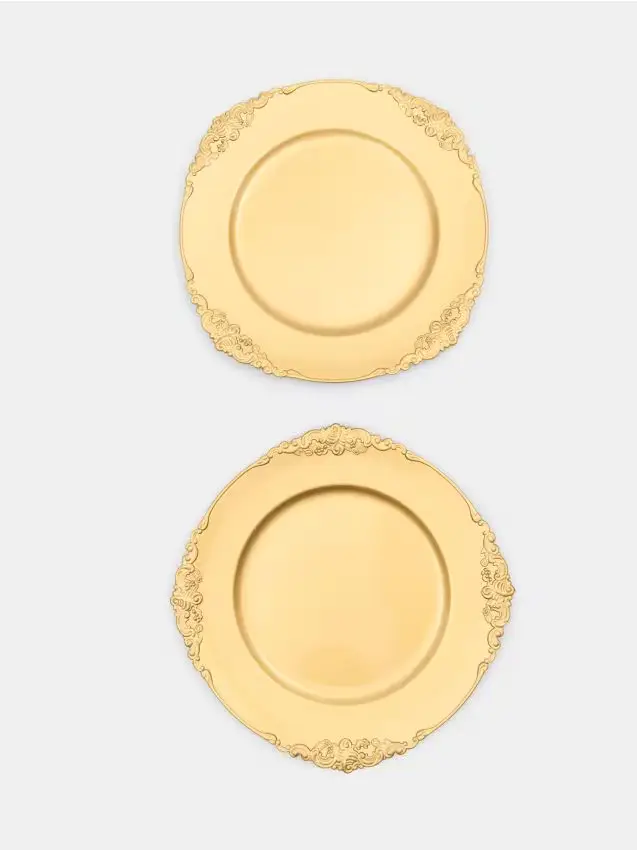 Set di vassoi decorativi con ornamento 2 pezzi - oro