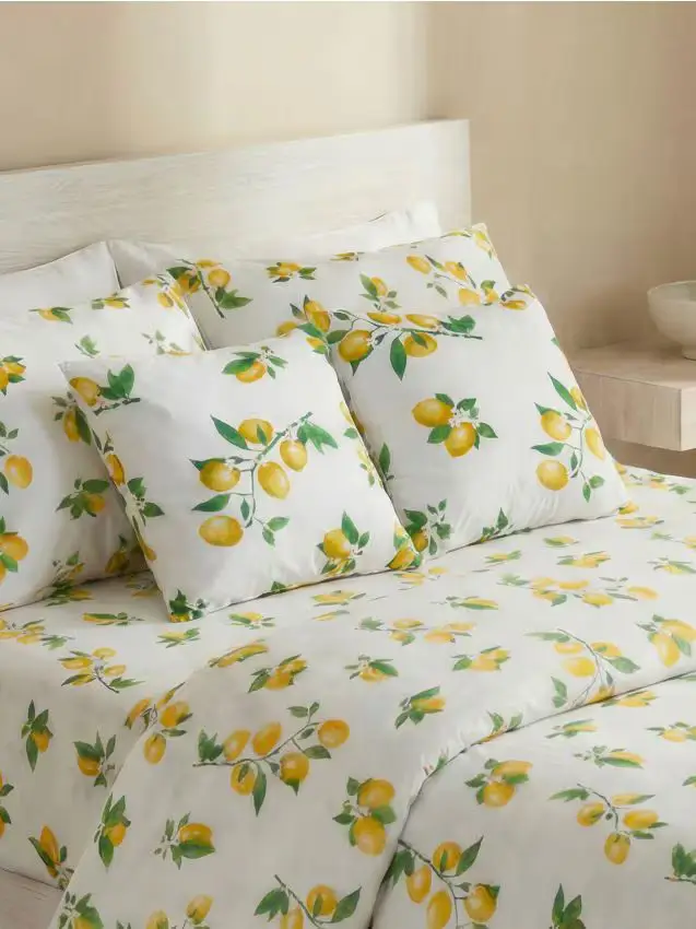 Set federe con motivo di limoni 2 pack - giallo chiaro