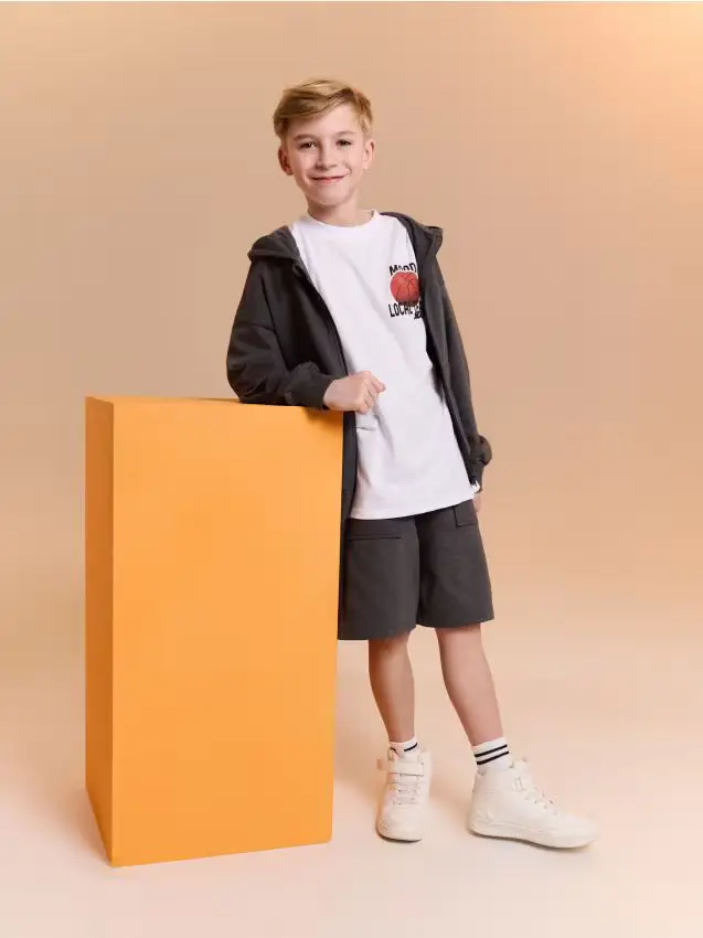 Set felpa e pantaloncini - grigio scuro