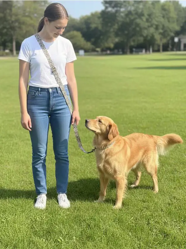 Set guinzaglio e collare per cani con stampa leopardata - marrone dorato