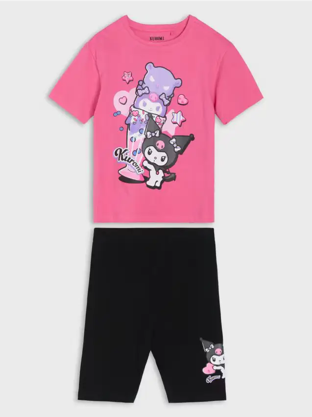 Set in cotone Kuromi - rosa shocking