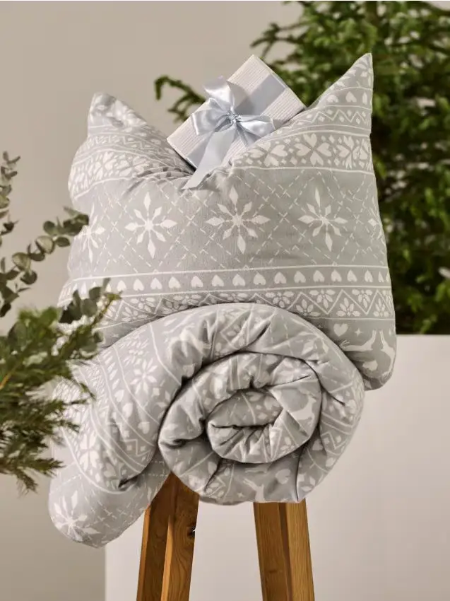 Set lenzuola con motivo natalizio - grigio chiaro