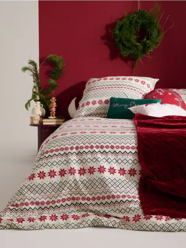 Set lenzuola con motivo natalizio - multicolor