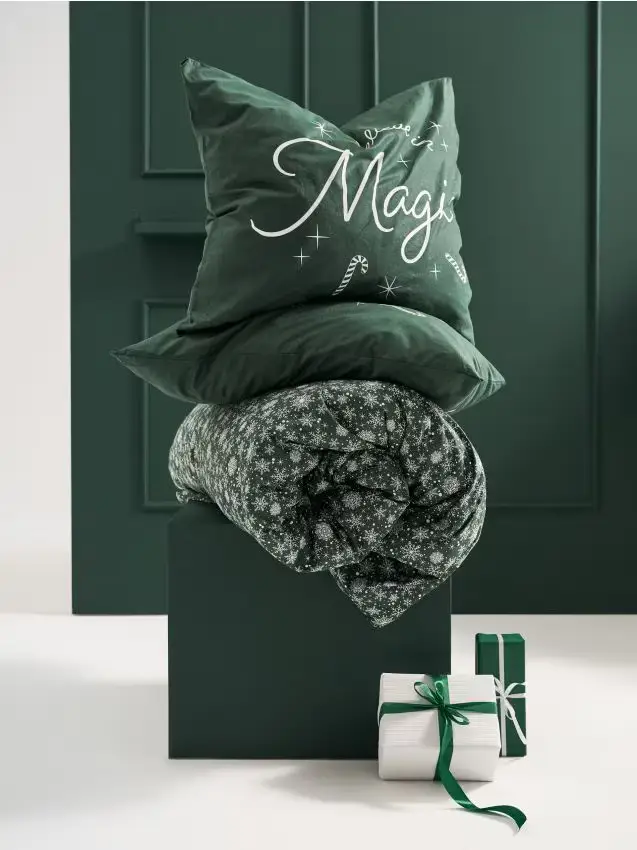 Set lenzuola con motivo natalizio - verde petrolio