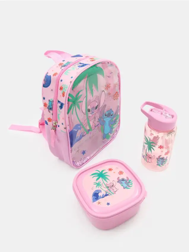 Set per la colazione con zaino - borraccia e lunchbox Lilo & Stitch 3 pack - multicolor