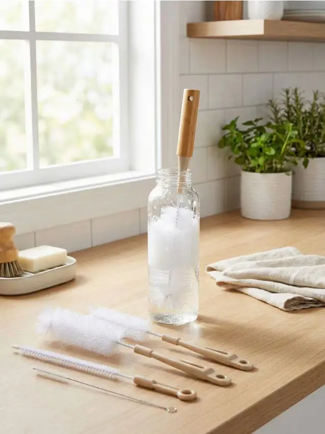 Set per la pulizia di bottiglie e cannucce 5 pack - beige