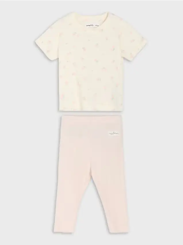 Set T-shirt e leggings - panna