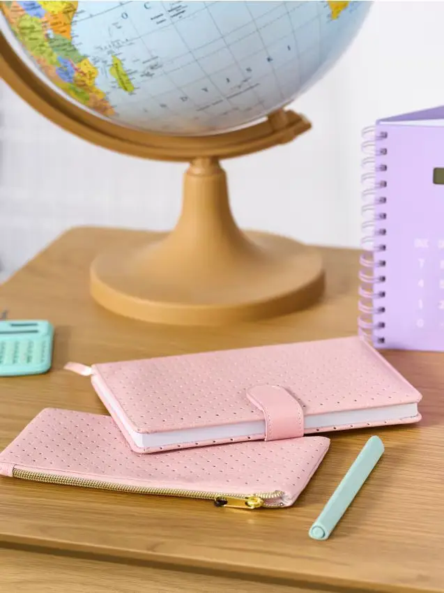 Set taccuino e astuccio - rosa pastello