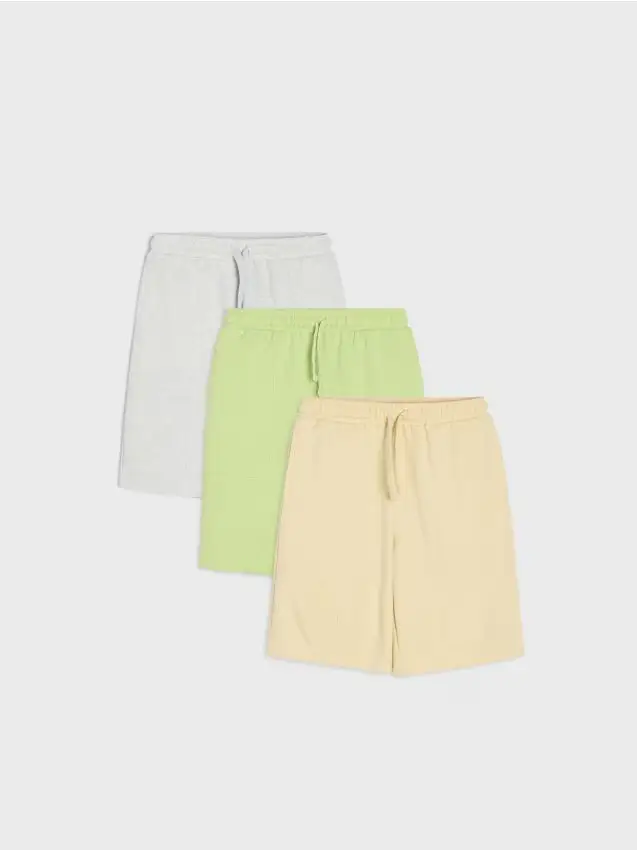 Shorts al ginocchio in maglia French Terry, 3 pack - grigio chiaro