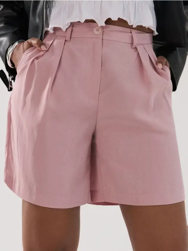 Shorts in lyocell con aggiunta di lino - rosa