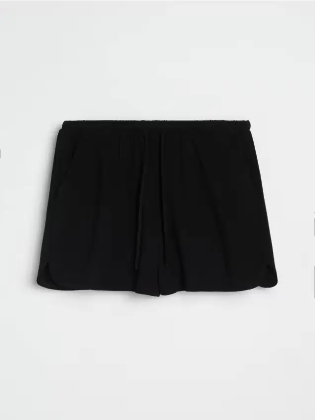Shorts in viscosa con lino - nero
