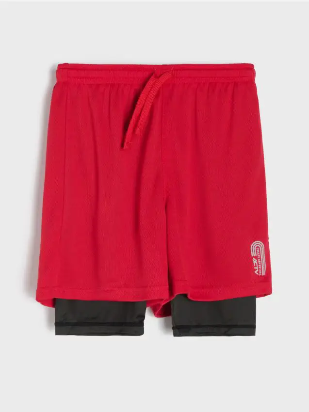 Shorts sportivi Active con ciclisti e stampa riflettente - rosso