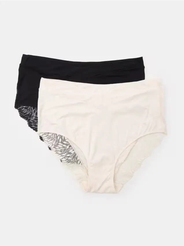 Slip hipster con vita alta 2 pezzi - panna