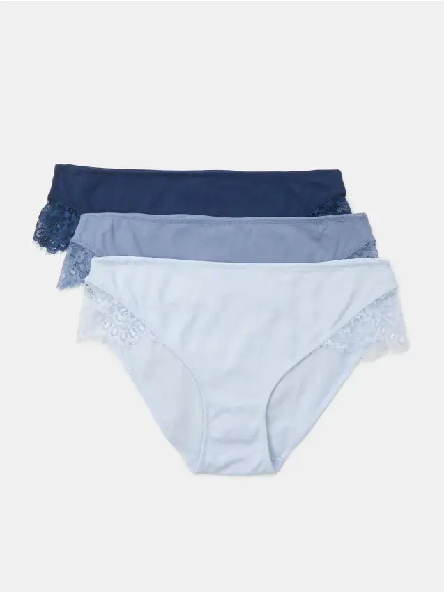 Slip in cotone con pizzo 3 pezzi - lavanda