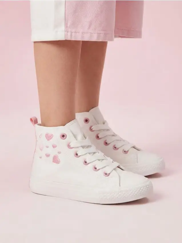 Sneakers alte con motivo cuori - bianco