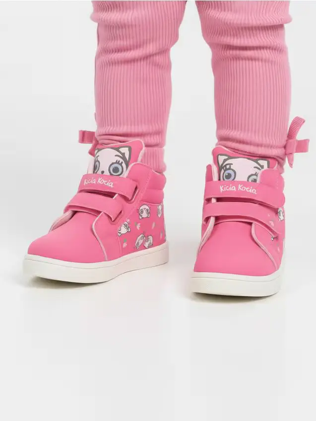 Sneakers alti imbottiti con chiusura in velcro Kitty Kotty - rosa