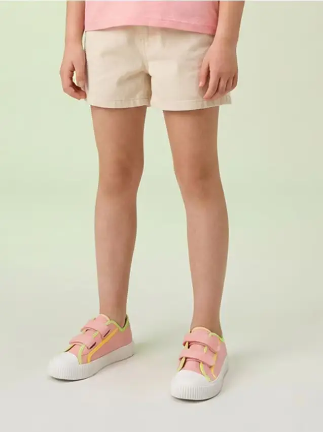 Sneakers con chiusura a strappo e inserti a contrasto - rosa