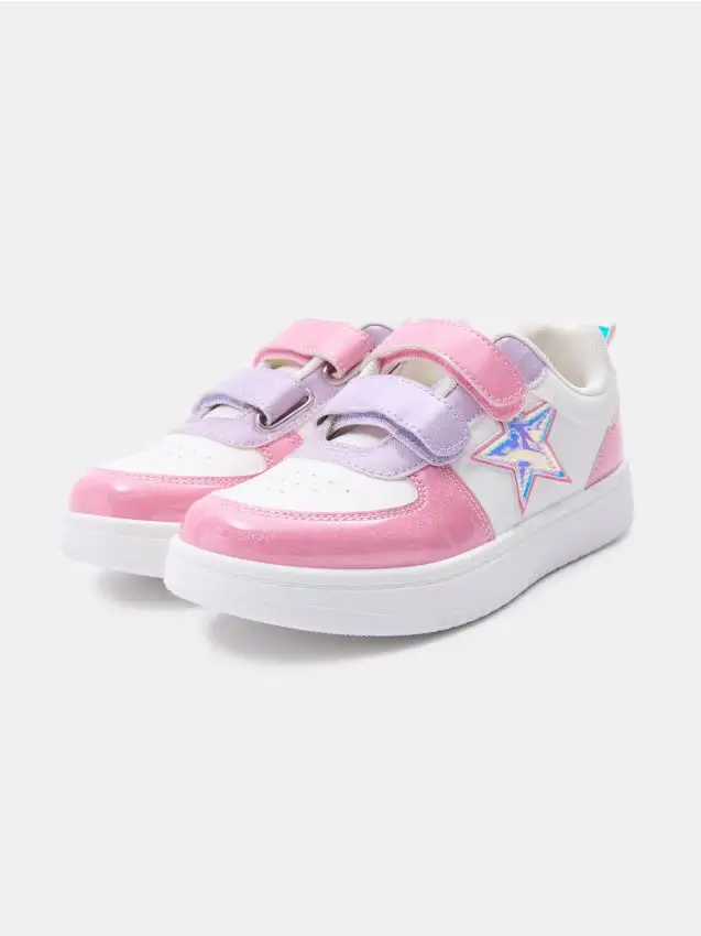 Sneakers con chiusura a strappo e stella olografica - multicolor