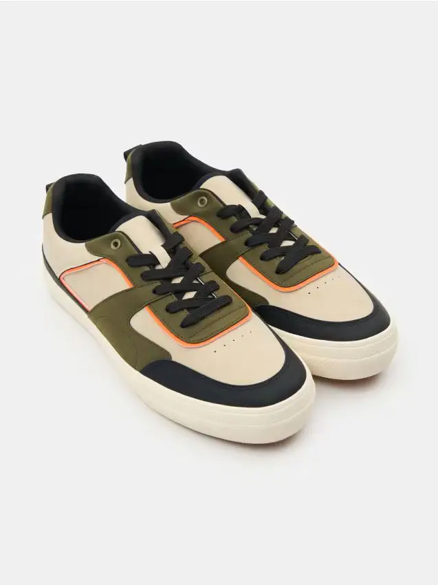 Sneakers con lacci in finta pelle - multicolor