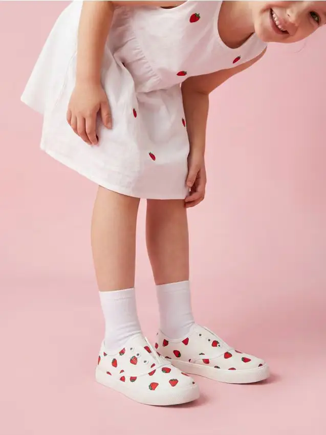 Sneakers slip-on con motivo fragole - bianco