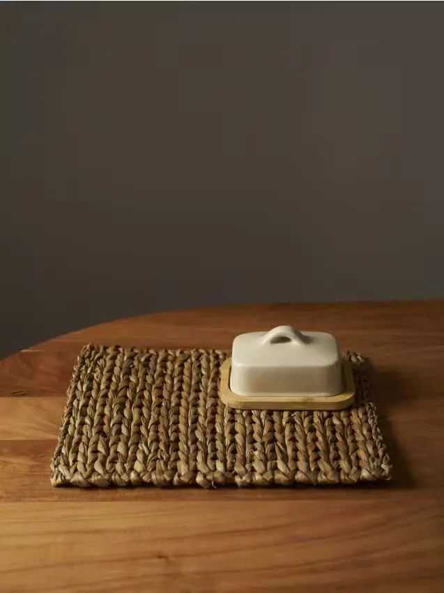 Sottopiatto intrecciato rettangolare - beige