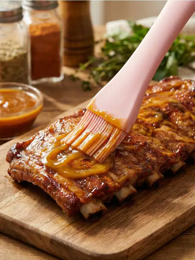 Spatola in silicone con pennello - rosa pastello