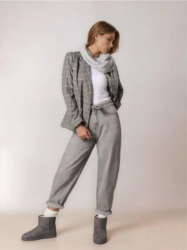 Stivaletti caldi con fodera in lana - grigio chiaro