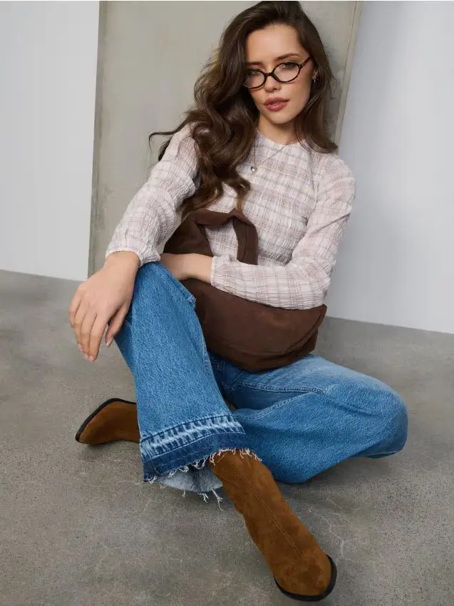 Stivaletti effetto scamosciato - marrone dorato