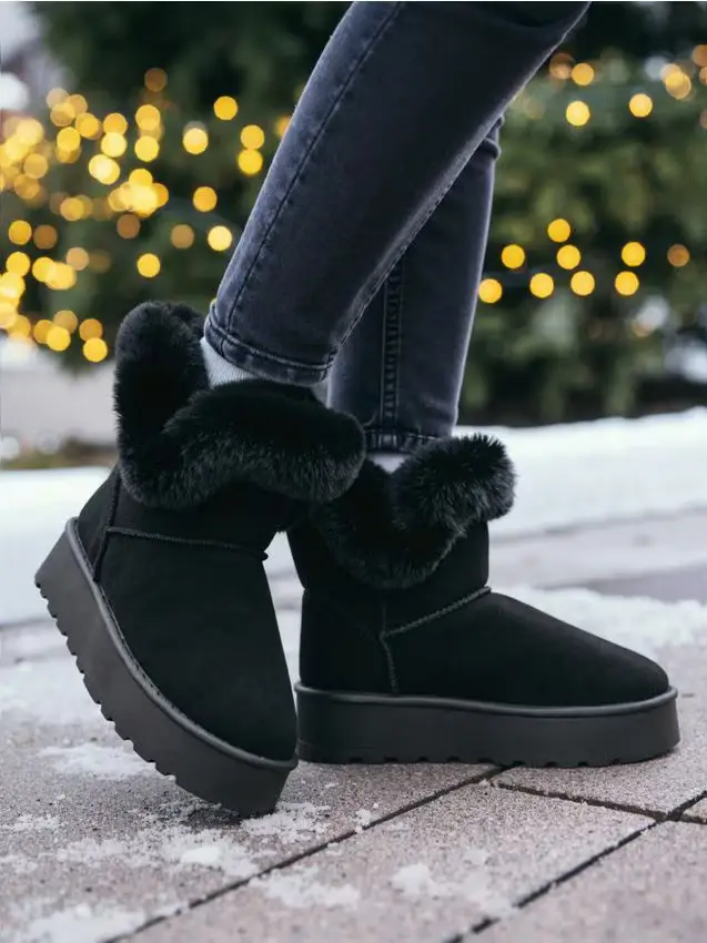 Stivaletti effetto scamosciato - nero