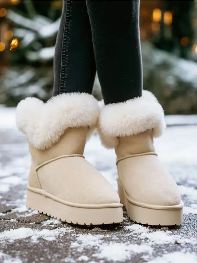 Stivaletti effetto scamosciato - nude