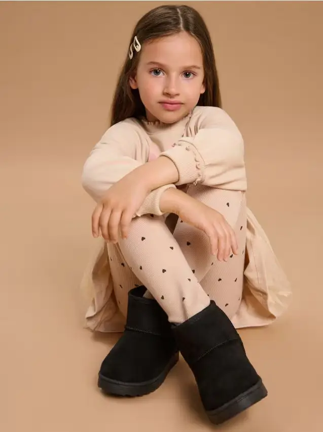 Stivali da neve con fodera in misto lana - nero