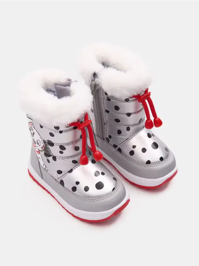 Stivali da neve imbottiti con coulisse elastica 101 Dalmatians - argento
