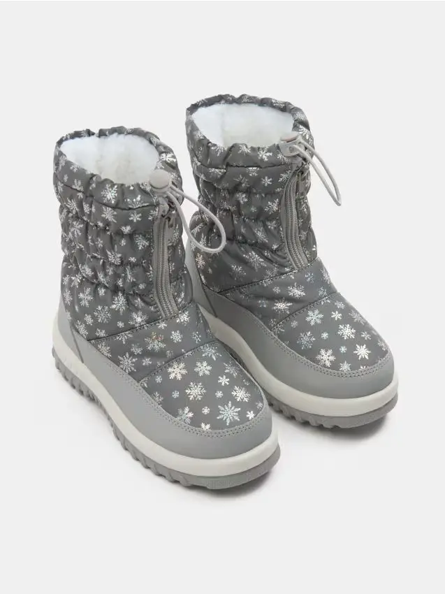 Stivali da neve imbottiti con coulisse elastica - argento