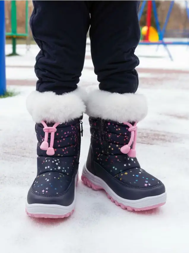 Stivali da neve imbottiti con coulisse elastica - blu scuro