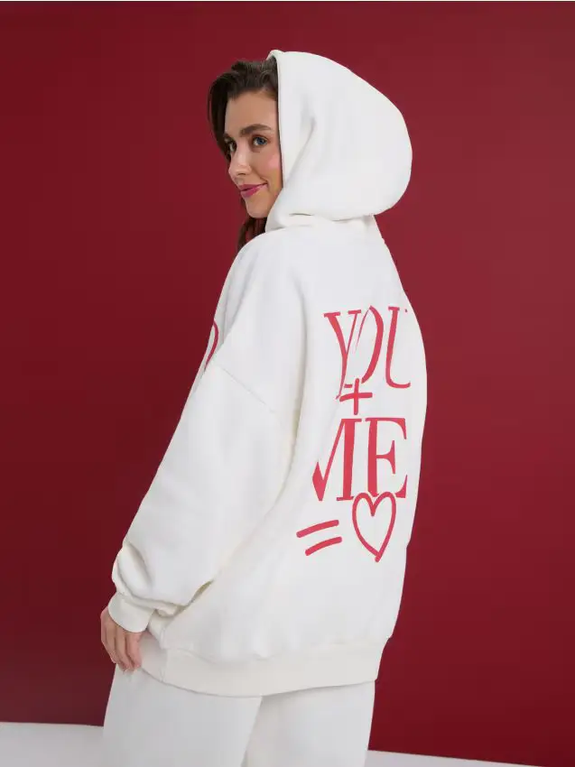 Sweatshirt with text on back - panna