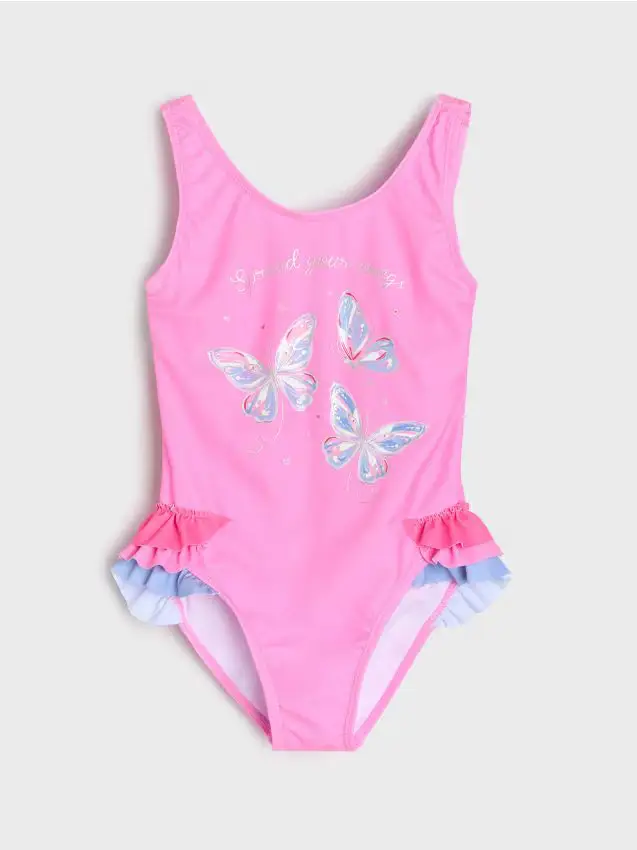 Swimming costume with frills - rosa
