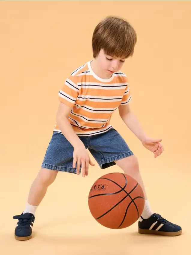 T-shirt a righe - panna