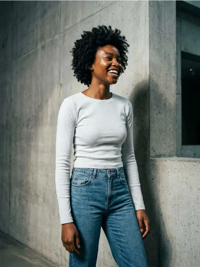 T-shirt basic a maniche lunghe - bianco