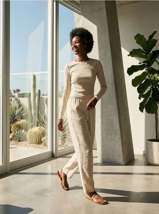 T-shirt basic a maniche lunghe - nude