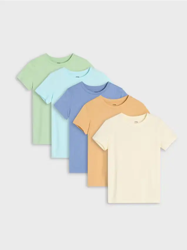T-Shirt Basic in Cotone 5 Pezzi - acqua