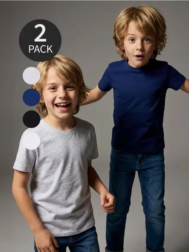 T-Shirt Basic in Cotone 5 Pezzi - mid blue