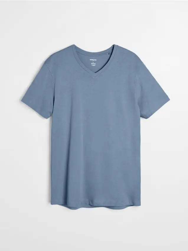 T-shirt basic in cotone - azzurro