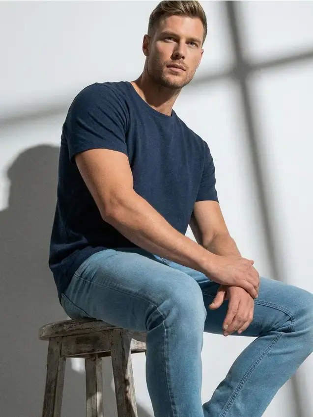 T-shirt basic in cotone - blu scuro